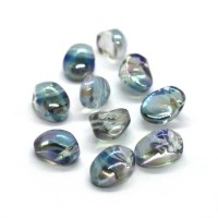 Perles gouttes aplaties en verre 8mm cristal vert AB