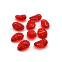 Perles gouttes aplaties en verre 8mm rouge clair