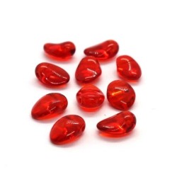 Perles gouttes aplaties en verre 8mm rouge clair