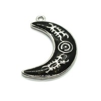 Breloque émaillée lune noir