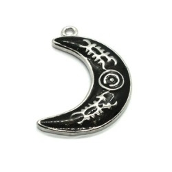 Breloque émaillée lune noir