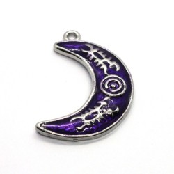 Breloque émaillée lune violet