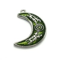 Breloque émaillée lune vert