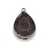 Breloque émaillée goutte marron