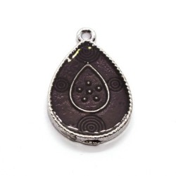 Breloque émaillée goutte marron