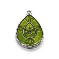 Breloque émaillée goutte vert