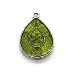Breloque émaillée goutte vert
