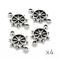 Breloque gouvernail connecteur argenté