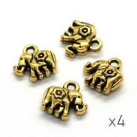 Breloque éléphant 12mm doré x 4