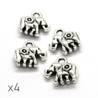 Breloque éléphant 12mm argent vieilli x 4