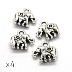 Breloque éléphant 12mm argent vieilli x 4