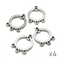 Breloque chandelier connecteur simple argent vieilli x4