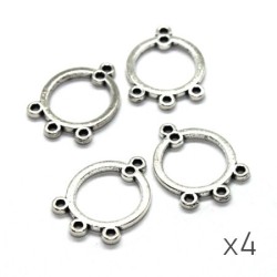 Breloque chandelier connecteur simple argent vieilli x4