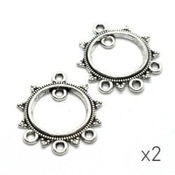 Breloque soleil chandelier connecteur argent vieilli x2