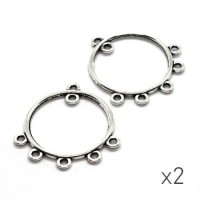 Breloque chandelier connecteur simple argent vieilli x2