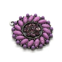 Breloque pendentif ronde violet 29mm