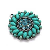 Breloque pendentif ronde turquoise 29mm