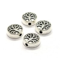 Perles arbre de vie en métal argent vieilli 9mm