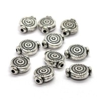 Perles disques en métal argent vieilli 10mm x10