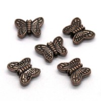 Perles papillon en métal cuivre 10mm x10