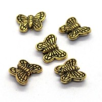 Perles papillon en métal doré 10mm x10