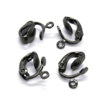 Attaches clips pour boucles d'oreilles noir gunmetal