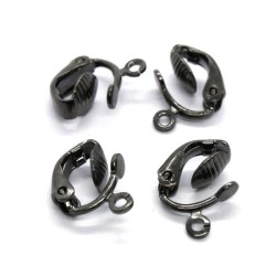 Attaches clips pour boucles d'oreilles noir gunmetal