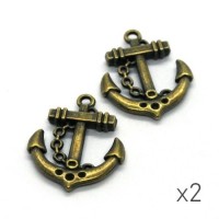 2 breloques ancre bronze 25mm