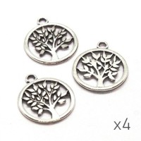 Breloque arbre de vie 20mm argent vieilli x4