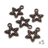 Breloques étoile ajourées 17mm cuivre x5