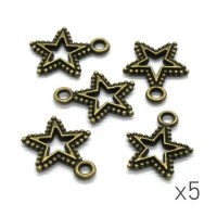 Breloques étoile ajourées 17mm bronze x5