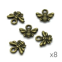 Breloques abeille 10mm bronze x8