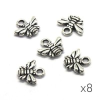 Breloques abeille 10mm argent vieilli x8