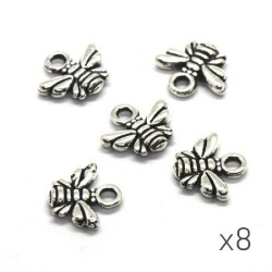 Breloques abeille 10mm argent vieilli x8