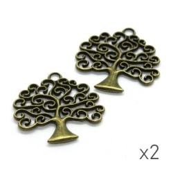 Breloque arbre 26mm bronze x2
