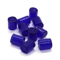 Perles tube oeil de chat bleu foncé 10mm