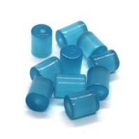 Perles tube oeil de chat turquoise 10mm