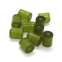 Perles tube oeil de chat vert olivine 10mm