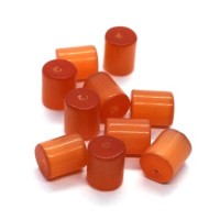 Perles tube oeil de chat orange 10mm