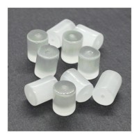 Perles tube oeil de chat blanc 10mm