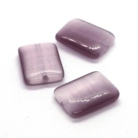 Perle oeil de chat rectangulaire mauve 20mm