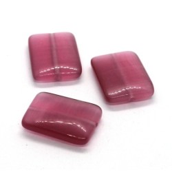 Perle oeil de chat rectangulaire fuchsia 20mm