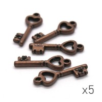5 breloques clé 20mm cuivre