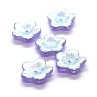 Perles fleurs en verre lilas AB x5