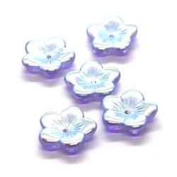 Perles fleurs en verre lilas AB x5