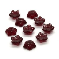 Perle fleur en verre rubis 10mm x10