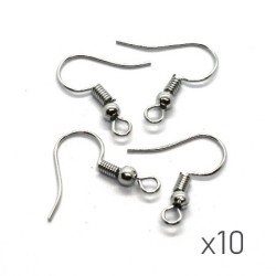Crochets boucles d'oreilles 17mm vieil argent x10