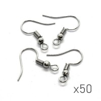 Crochets boucles d'oreilles 18mm vieil argent x50