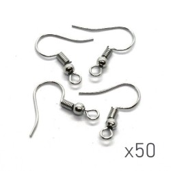 Crochets boucles d'oreilles 18mm vieil argent x50