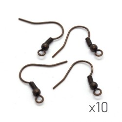 Crochets boucles d'oreilles 18mm cuivre x10